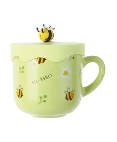 Tas qeramike me kapak Bee Series 400mL, Ngjyra: Verdhë