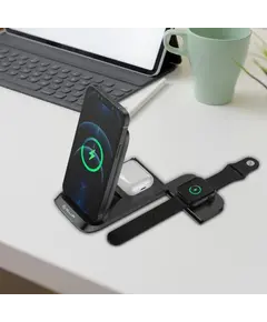 Mbushës Wireless Tellur 3-In-1 Foldable,  15W,  Zezë