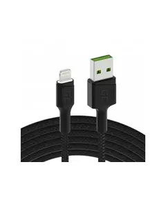 Kabëll Telefoni Green Cell Usb > Lehtëning  Stst  1, 2M  Led,  Zezë