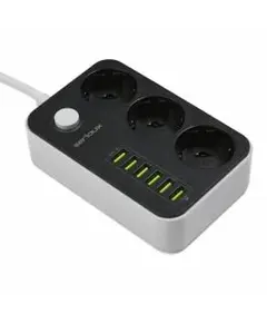 Kabëll Vazhduese Serioux 3Priza 1.6M 100-240V, 50-60Hz 2500W 6 Usb Srx Ps36B,  Zezë