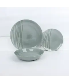 Set pjata porcelani 18 copë, bezhë, Ngjyra: Gjelbërt