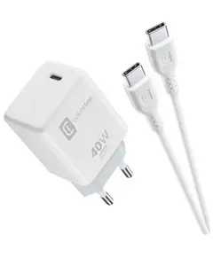 Adapter CellularLine USB-C C2C, 40W, bardhe