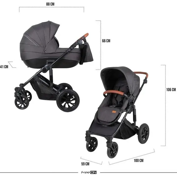Karrocë Comfort 3në1,hiri, Ngjyra: Zezë, 3 image