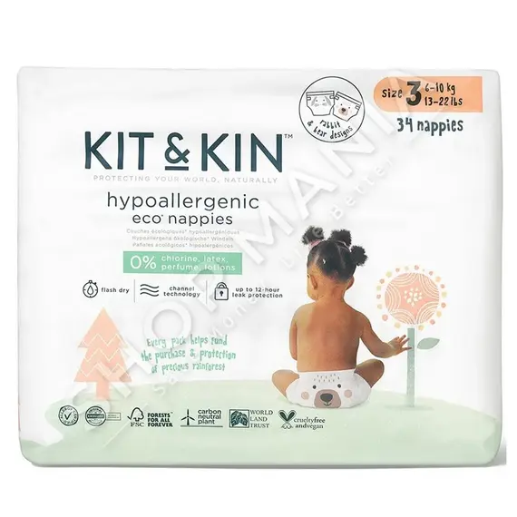 DIAPERS SIZE 3, 7-13 KG, 34 PCS KIT&KIN