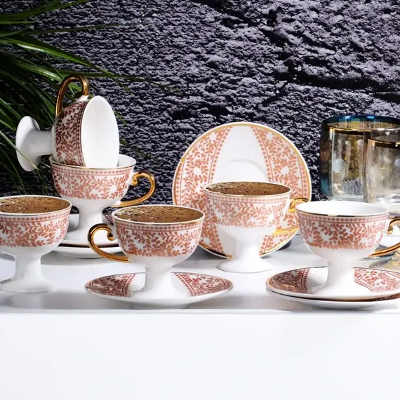 Filxhana set porcelani 6c, Ngjyra: Pjeshkë