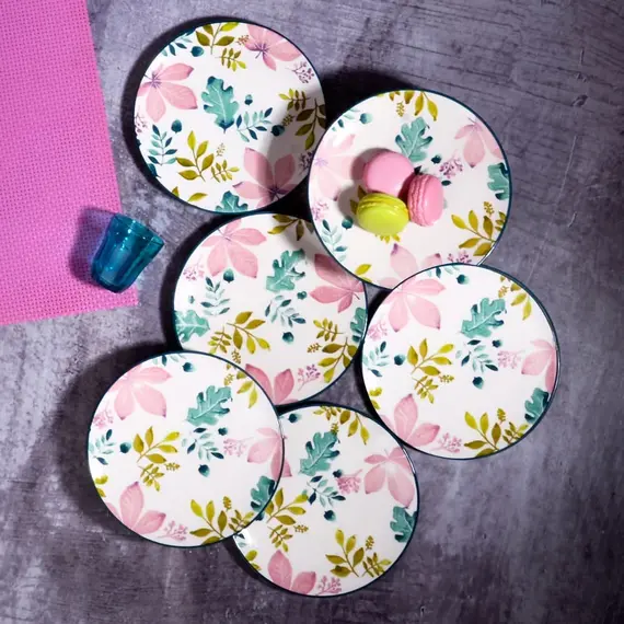 Pjatë qeramike 21cm set 6c / PRT-5663, Ngjyra: Rozë