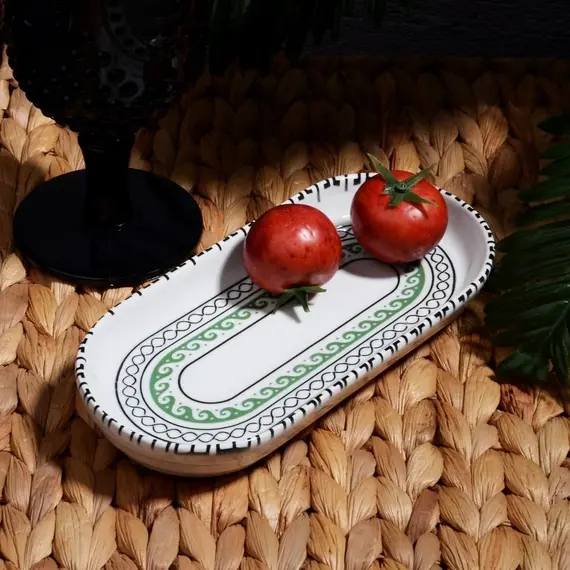 Pjate qeramike ovale 20cm, Ngjyra: Gjelbërt