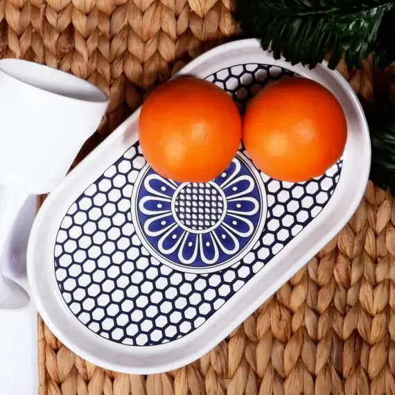 Pjate qeramike ovale e kaltert 29cm, Ngjyra: Kaltërt