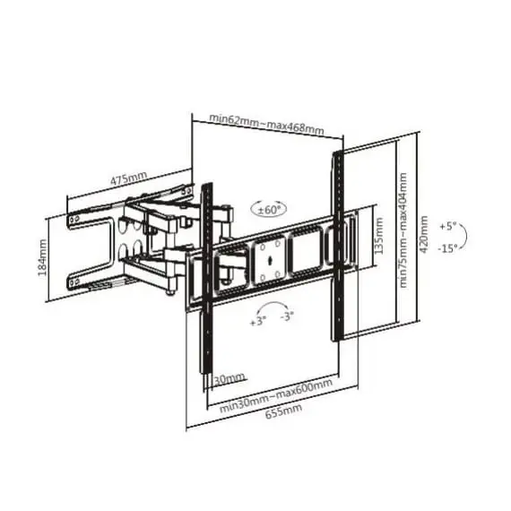 Mbajtese Statike per Televizor  S-BOX 40"-80",PLB 3646, 4 image