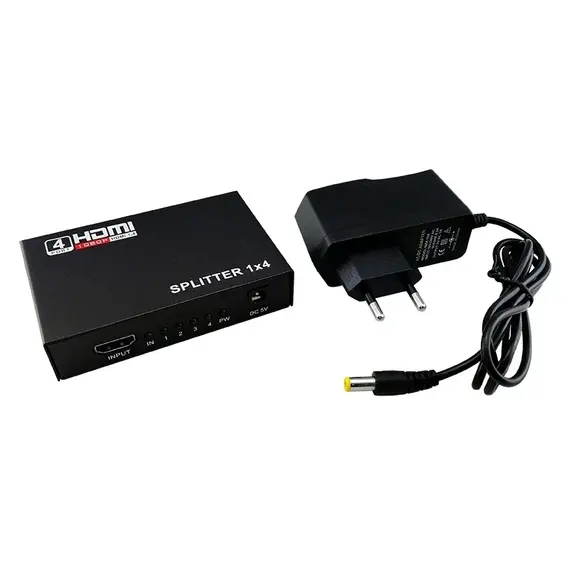 Shpërndarës për HDMI Spliter 4x out 1x in FULL HD,1.4 HDMI
