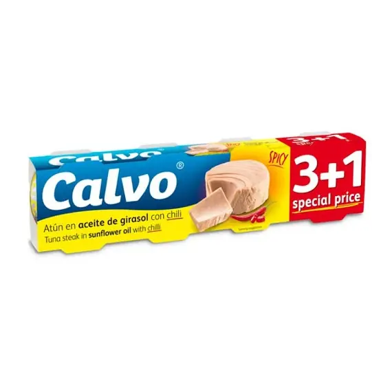 Tuna në vaj bimor -Chilli 4x80g (3+1) Calvo/P20