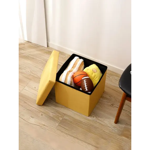 Tabure katrore magazinimi Suede  33cm(Yellow), Ngjyra: Verdhë, 2 image