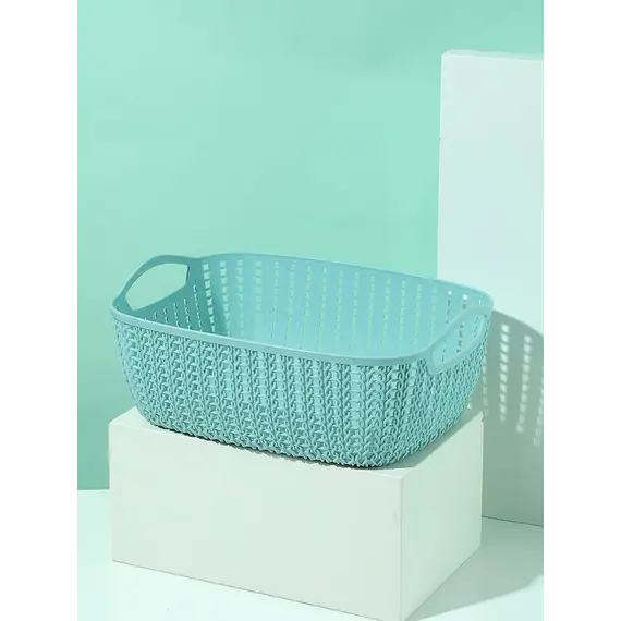 Shportë drejtkëndëshe Medium Plaited (Blue), 2 image
