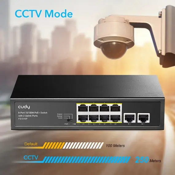 Switch Cudy 8-Port 10, 100M Poe ,With 2 Uplink Ports,  Model: Fs1010P, 4 image