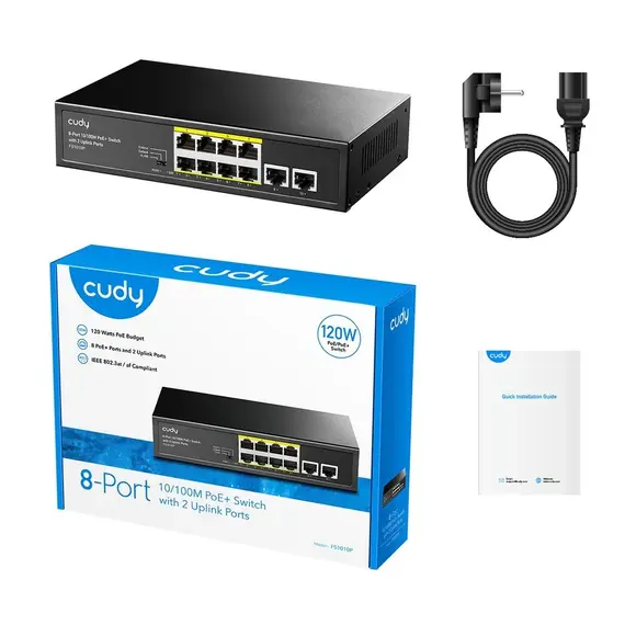 Switch Cudy 8-Port 10, 100M Poe ,With 2 Uplink Ports,  Model: Fs1010P, 6 image