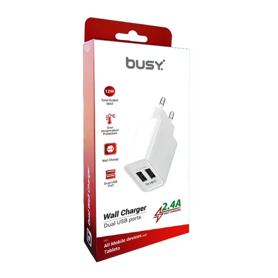 Mbushës telefoni Busy Wall Charger USB dual  2.4 A