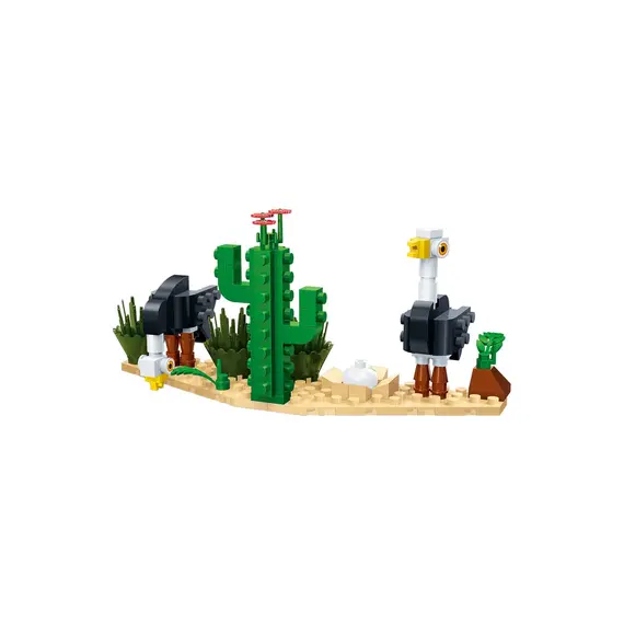 Lodër - Grassland Animals Building Blocks (Ostrich, 93 copë)