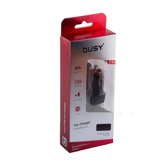 Mbushës Për Makinë Busy Usb2 Mbushës 2.4A Carbon 