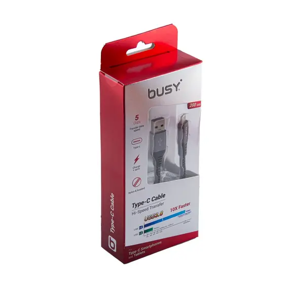 Kabell Telefoni  Busy Usb Cable Type C 2M. Braided