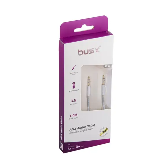 Kabëll Busy Audio Cable 1M 3, 5 Metal Silver