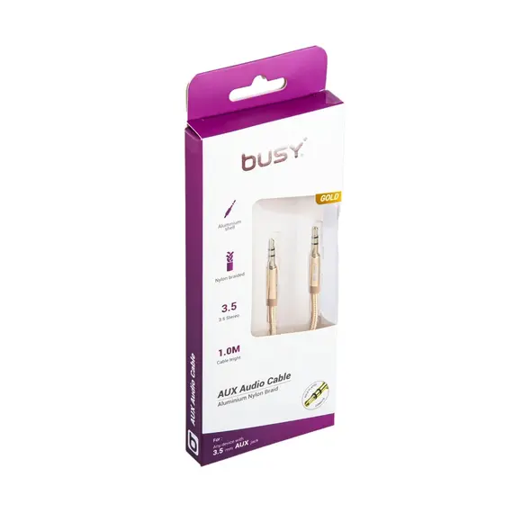 Kabëll Busy Audio Cable 1M 3, 5 Metal Gold