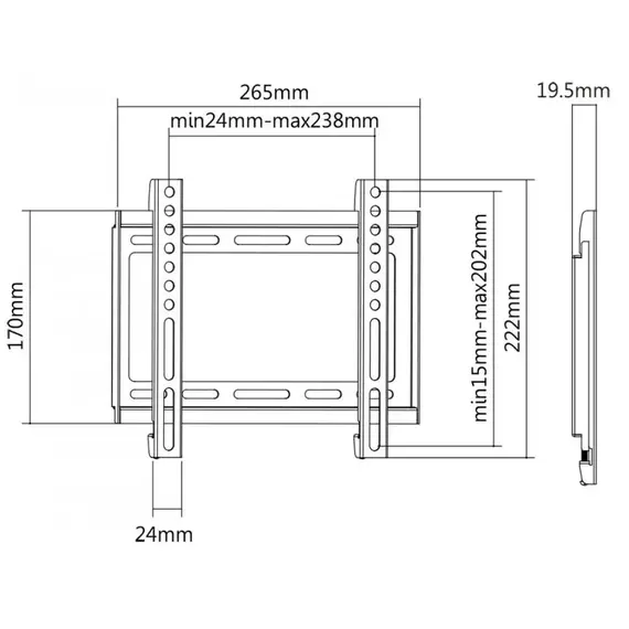 Mbajtëse Statike për Televizor  S-BOX 23"-43"PLB 2222, 2 image