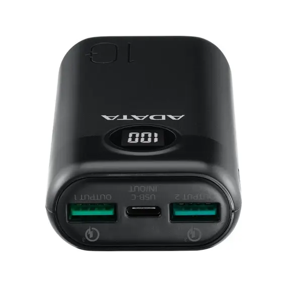 PowerBank Adata Portabila battery AP10000,10000mAh, 2x USB, 1x USB-C, Power Delivery, Quick Charge / Black , 2 image