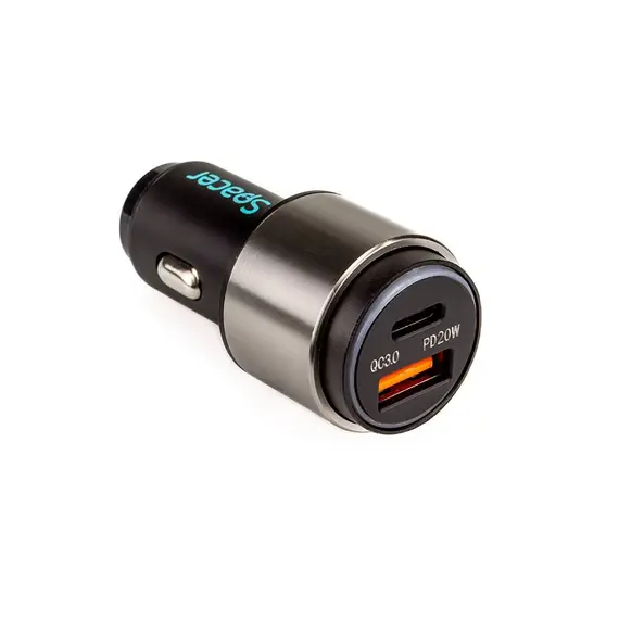 Mbushës Per Makinë Spacer Usb-A,C 38W,  Zezë