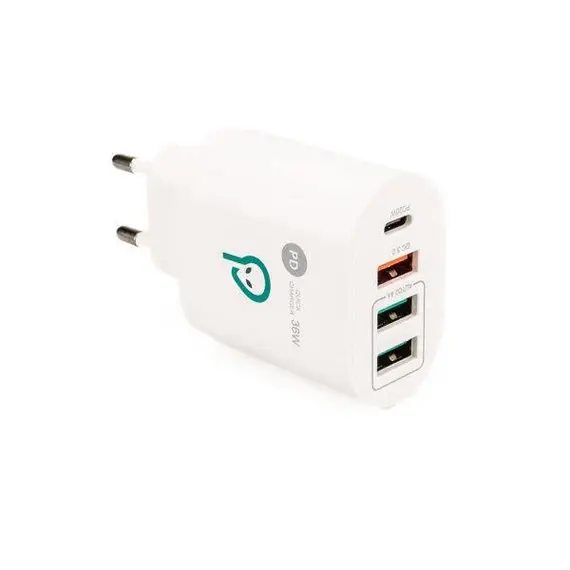 Mbushës Telefoni  Spacer 36W,  1 X Usb Type-C 20W , 1 X Usb Qc 3.0,  2 X Usb 2.4A,  Bardhë