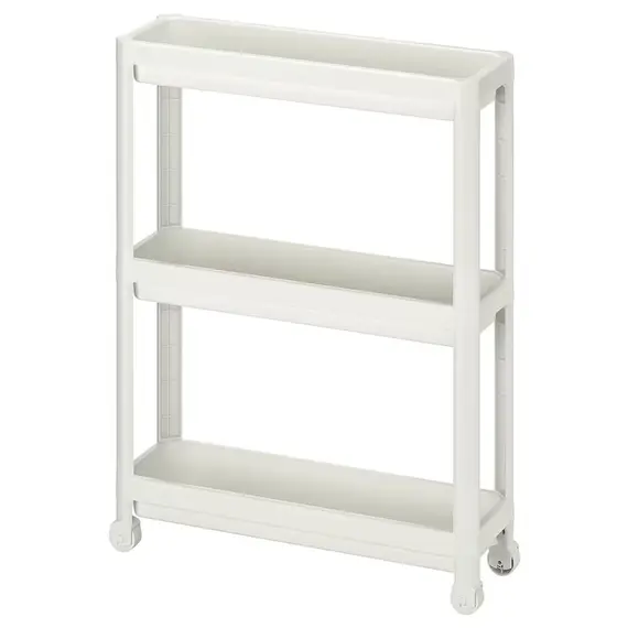 IKEA VESKEN Raftë me rrota,  54x18x71cm, Ngjyra: Bardhë