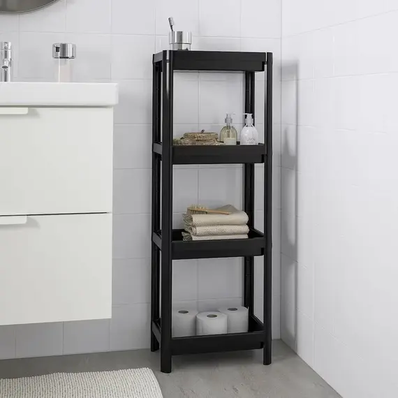 IKEA VESKEN Raft plastike, 37x23x101cm / zezë, Ngjyra: Zezë, 2 image