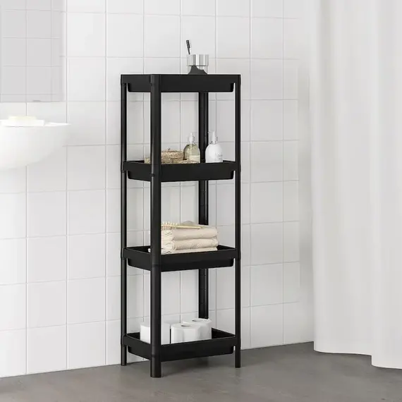 IKEA VESKEN Raft plastike, 37x23x101cm / zezë, Ngjyra: Zezë, 3 image