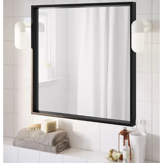 IKEA NISSEDAL Pasqyrë 65x65cm / zezë, Ngjyra: Zezë