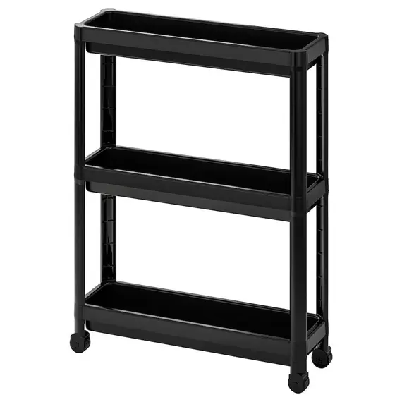 IKEA VESKEN Raftë me rrota,  54x18x71cm, Ngjyra: Zezë