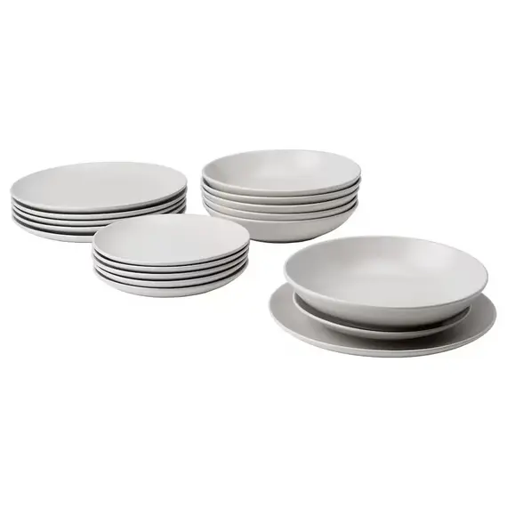IKEA FÄRGKLAR Set pjatash 18 copë, Ngjyra: Hiri