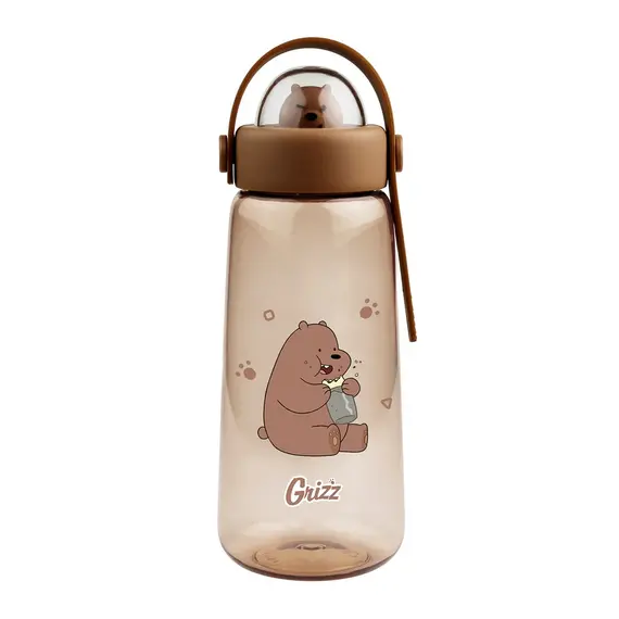 Shishe plastike We Bare Bears 600ml Grizz, Ngjyra: Kafe