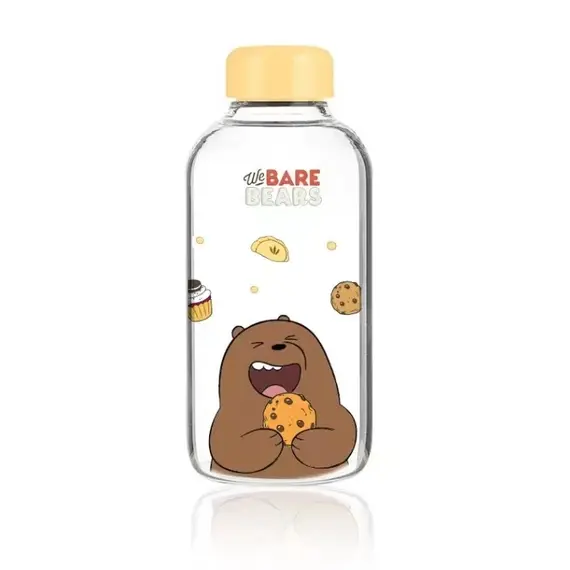Shishe qelqi We Bare Bears 600ml Grizz, Ngjyra: Kafe