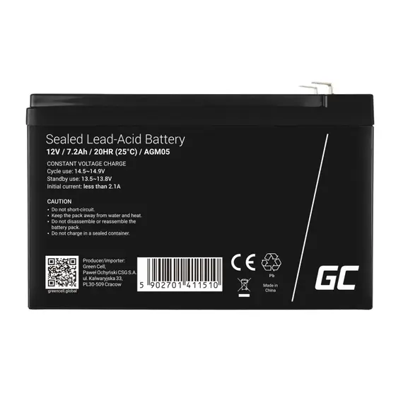 Batteri Makine E-Green Cell Agm05 12V, 7.2Ah Agm05