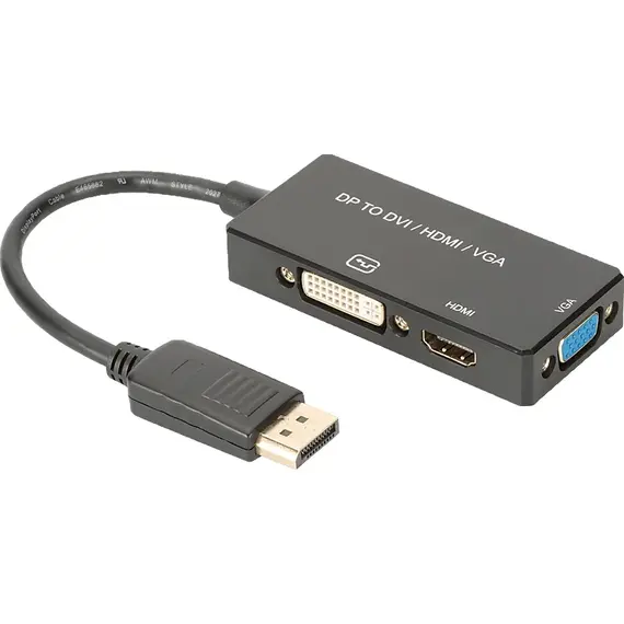 Konvertues  Digitus Displayport  > Hdmi,  Dvi,  Vga  Stbu  0, 2M Mbushës 4K Uhd 30Hz,  Zezë