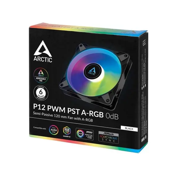 Ftohës për Kompjuter Arctic P12 PWM PST ARGB FAN 120mm,  Zezë, 4 image
