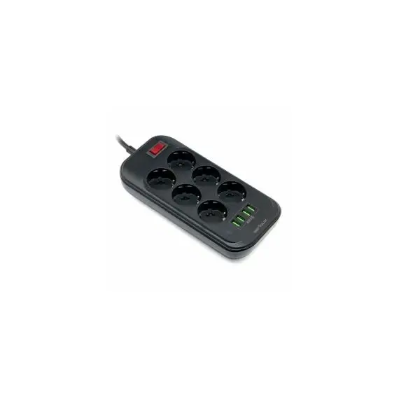 Kabëll Vazhduese Serioux 6Priza 2M 100-240V, 50-60Hz 2500W Srxp-Ps66B,  Zezë