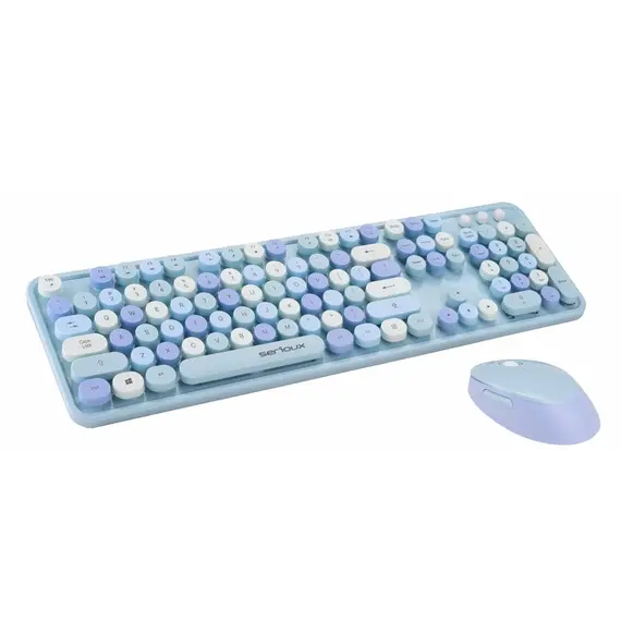 Set Tastierë , Maus Serioux 9900Bl Wireless Retro Tastierë , Maus Kaltërt, Ngjyra: Kaltërt