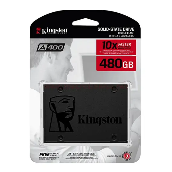 Disk i brendshëm SSD Kingston 2.5'', 480GB -SA400S37, 480G,  Zezë