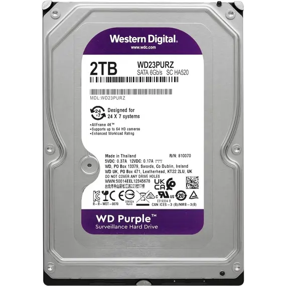 Disk i brendshëm Wd  Surveillance Hdd 3.5  2Tb Satawd23Purz  Vjollcë, 4 image