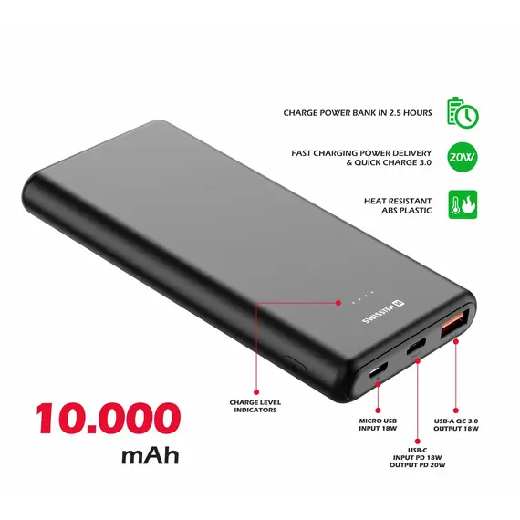 Power Bank Swissten Line 10000Mah 20W, 3 image