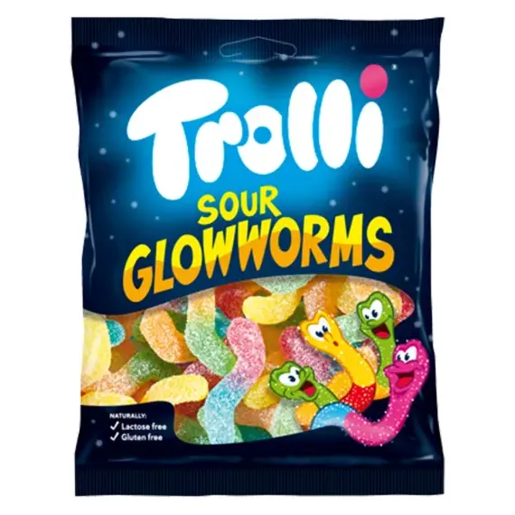 TROLLI Sour Glowworms 100gr (24) /P24
