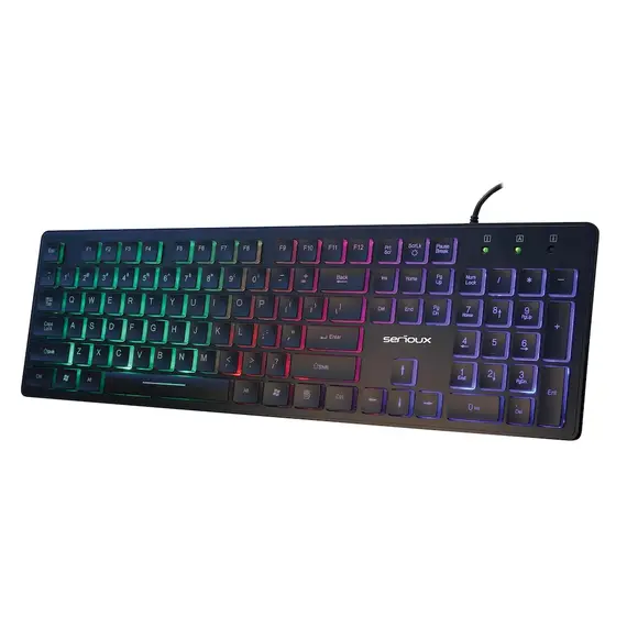 Tastierë Serioux  Iluminata,  Usb 9500I, Zezë