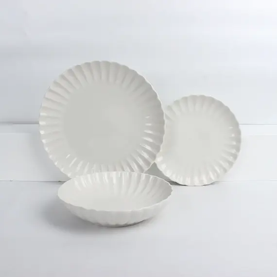 Set pjata porcelani 18 copë, bardhë, Ngjyra: Bardhë