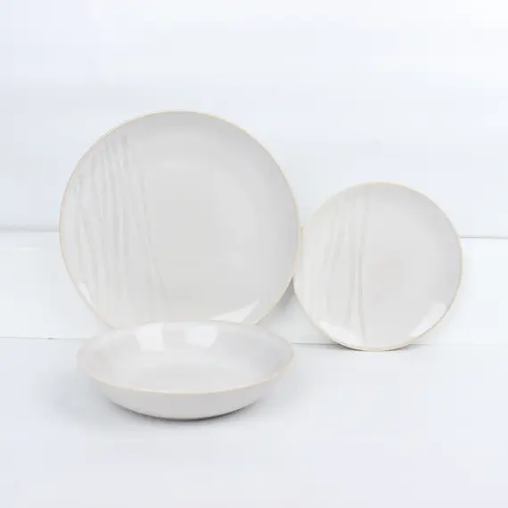 Set pjata porcelani 18 copë, bezhë, Ngjyra: Bezhë