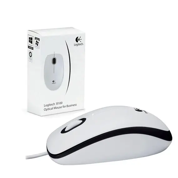 Maus Logitech B100 optical USB ,Bardhe, 4 image